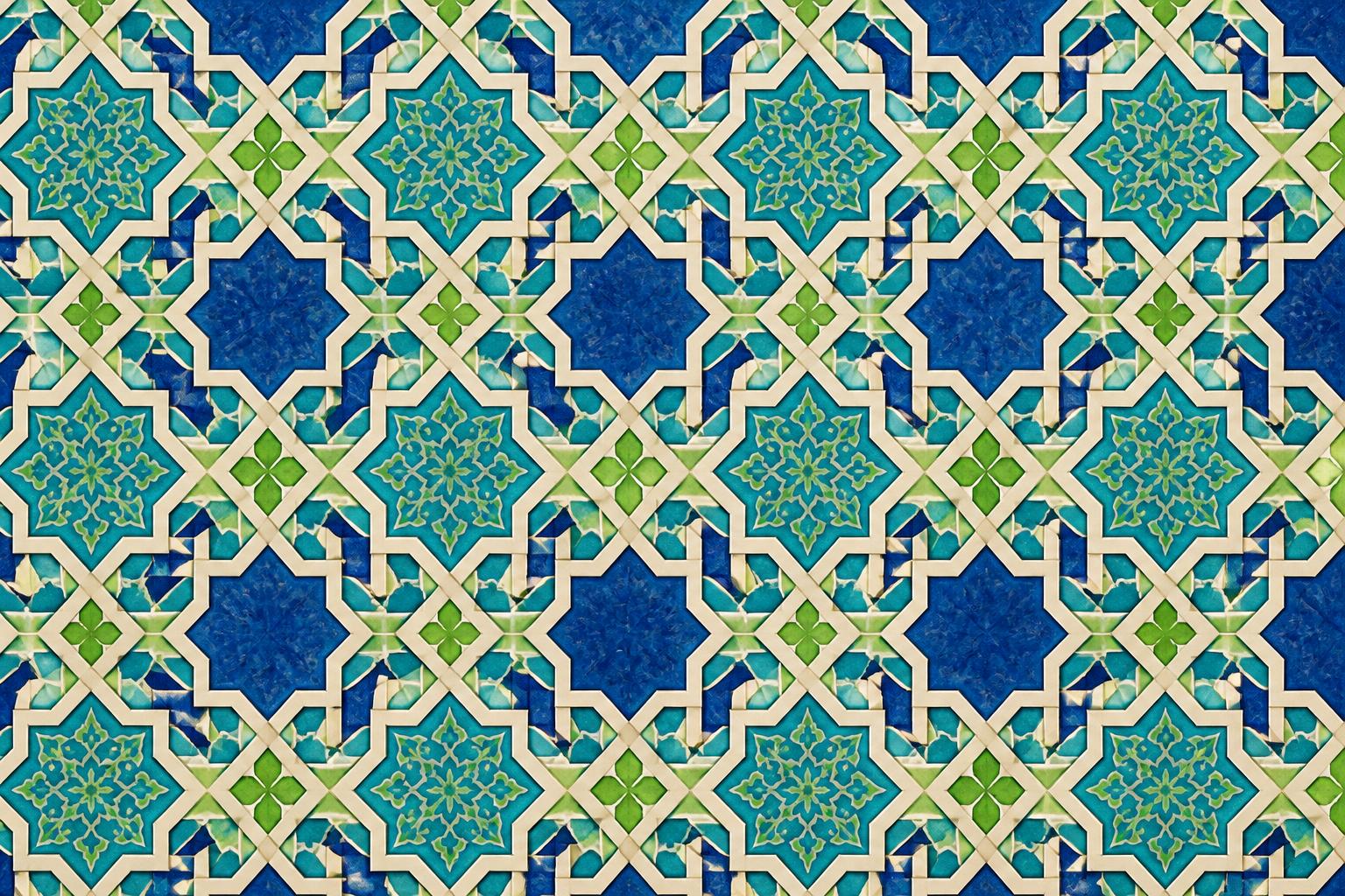 Usbekisches Fliesenmuster in Blau, Türkis und Grün